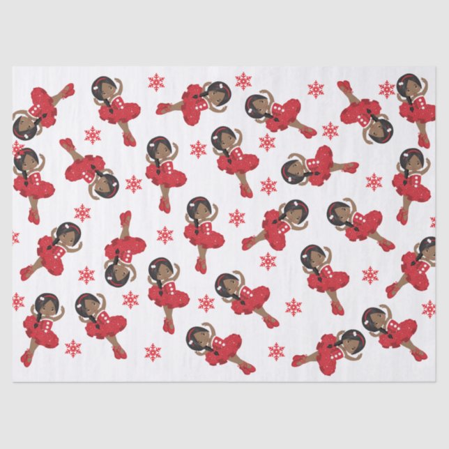 Ballerina negra en papel de tejidos tutu rojo (Anverso)