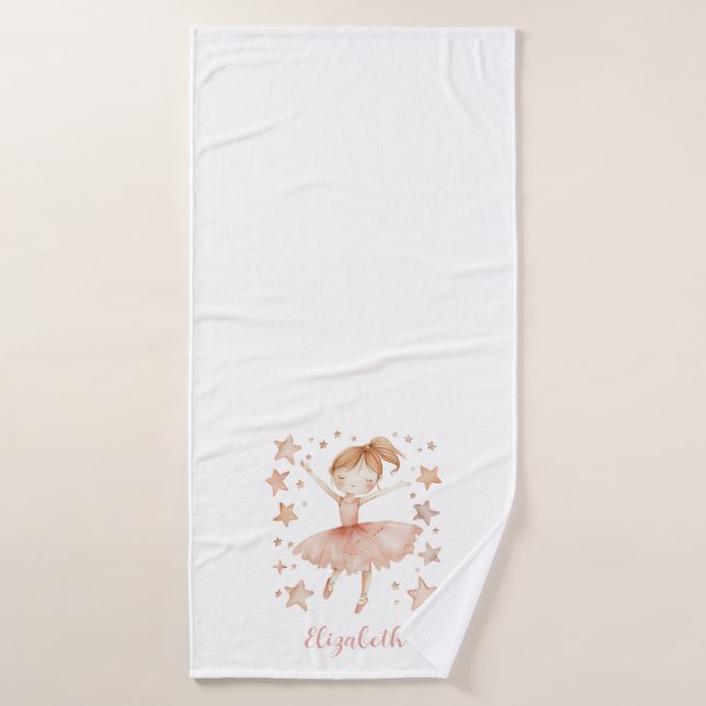 Ballerina Personalize Name Girly Strawberry Blonde (Toalla de baño)
