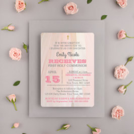 Ballerina Pink First Holy Communition Invitación
