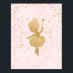 Ballerina Poster de decoración Art Deco Rosa y Oro<br><div class="desc">Un fondo de color de agua rosa presenta una bailarina de color dorado,  personalizar el diseño y agrega tu texto.</div>