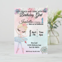 Ballerina Primera invitación para cumpleaños