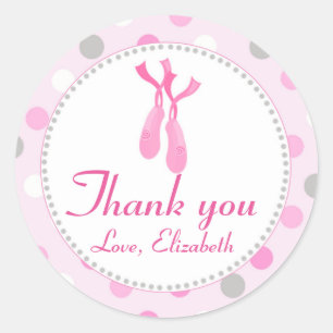 Ballerina Regalo Favor Etiqueta Pegatina Gris Rosa
