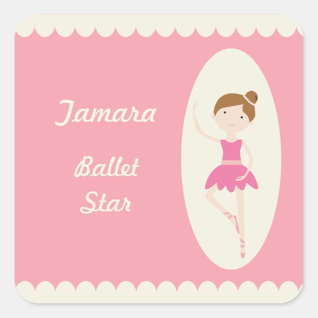 Ballerina rosa 1 Pegatinas cuadrados (Anverso)
