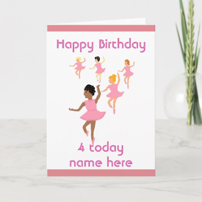 Ballerina, tarjeta de cumpleaños para niños añadir (Anverso)