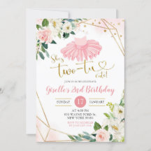 Ballerina Tutu Chica Segunda Invitación de Cumplea