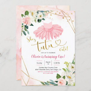 Ballerina Tutu Cute Primera Invitación de Cumpleañ