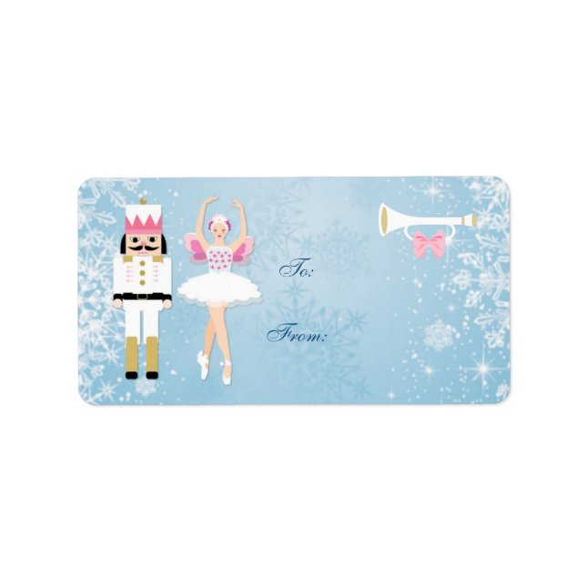 Ballerina y Nutcracker con la etiqueta de regalo d (Frente)