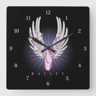 Ballet alado (baile) Reloj de pared cuadrado