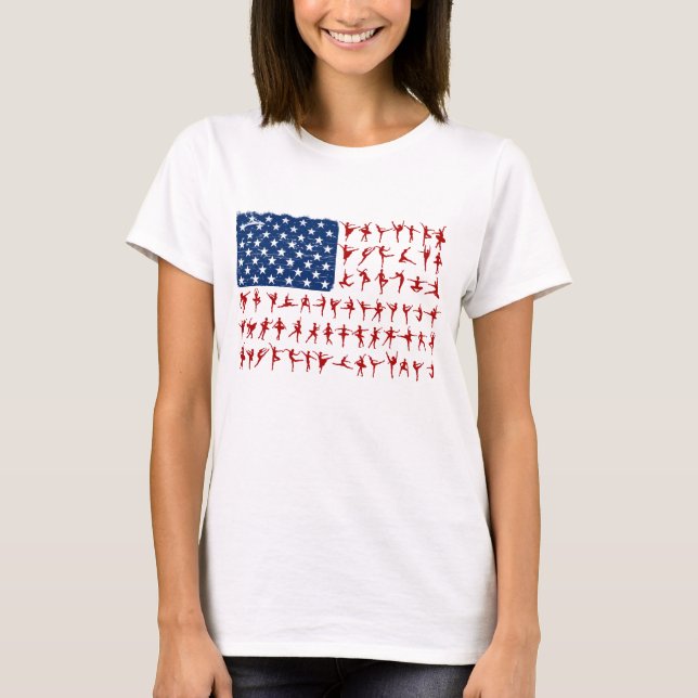 Ballet bailarín regalo bandera americana camiseta (Anverso)