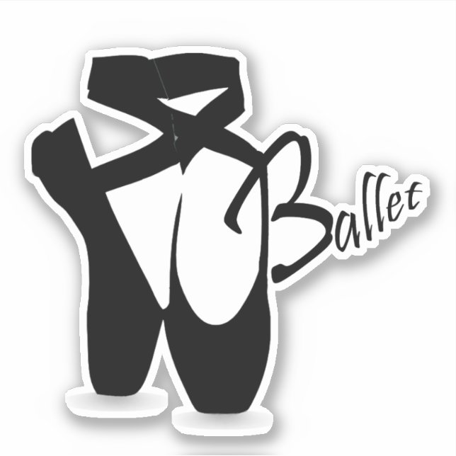 Ballet Ballerina Black Pointe Shoes Vinyl Pegatina (Anverso)