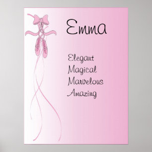 Ballet Ballerina Chicas Nombre Poster de Arte Impr