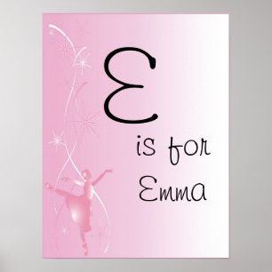 Ballet Ballerina Chicas Nombre Poster de Arte Impr
