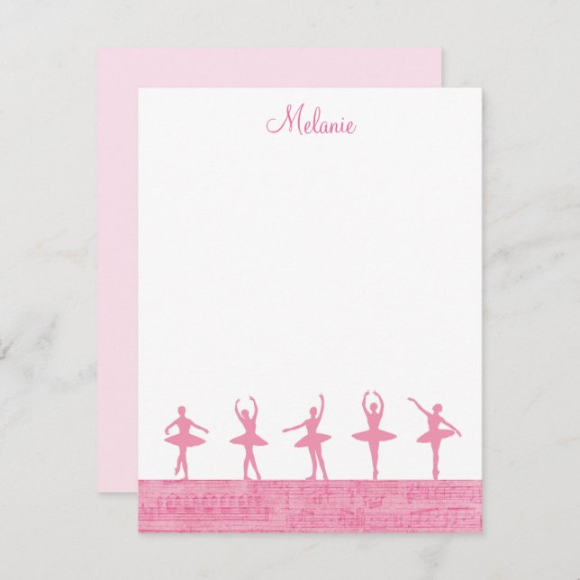 Ballet Ballerina Girly Pink Plantilla Tarjeta de N (Anverso / Reverso)