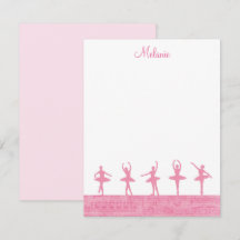 Ballet Ballerina Girly Pink Plantilla Tarjeta de N