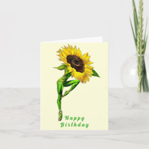 Ballet Ballerina Sunflower Bailarina Tarjeta de cu