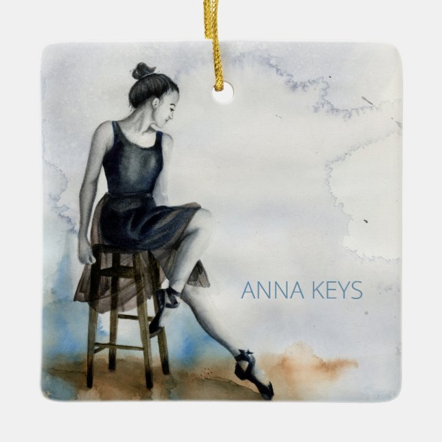 Ballet de bailarín de acuarela de ornamento person (Anverso)