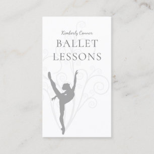 Ballet Lecciones Gray Ballerina Tarjeta de Negocio