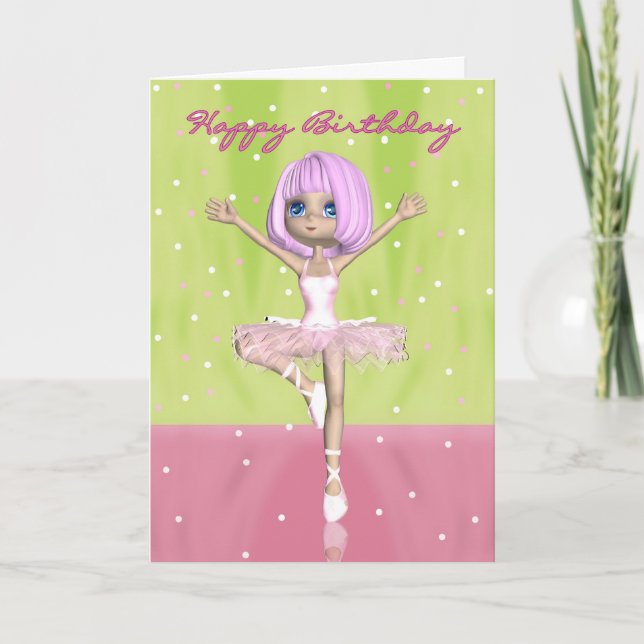 Ballet Tarjeta de Cumpleaños - Cute Ballerina (Anverso)