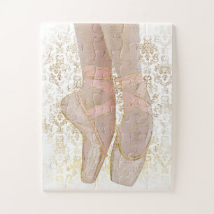 Ballet Toe Shoes Jigsaw Puzzle - Oro rosa Blanco