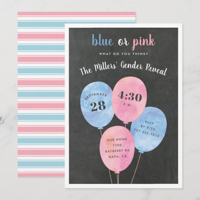Balloon Bunch | Invitación a la fiesta de revelaci (Anverso / Reverso)