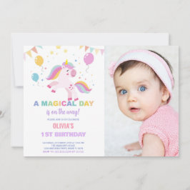 Balloons Banderas Unicornios Invitaciones de cumpl