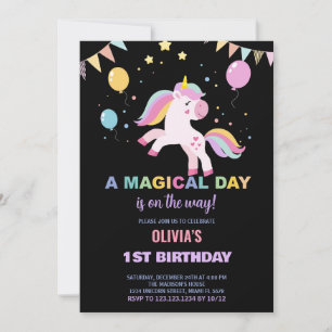 Balloons Banderas Unicornios Invitaciones de cumpl