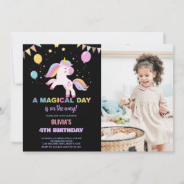 Balloons Banderas Unicornios Invitaciones de cumpl