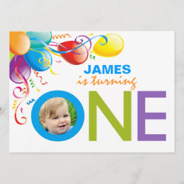 Balloons Boy First Birday Party | Invitación a la 