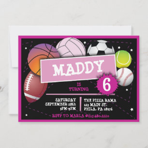 BALLS DE DEPORTE Invitación a fiesta de cumpleaños