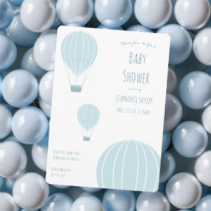 Balón azul de aire caliente   Invitación de Baby S
