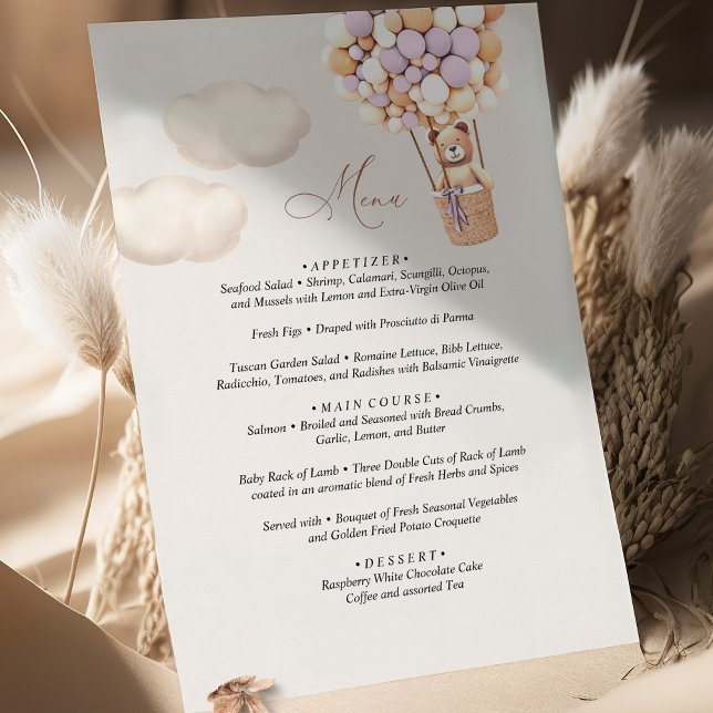 Balón Baby Shower Bear Menú (Subido por el creador)