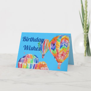 Balón de aire caliente acuarela niños arte Tarjeta