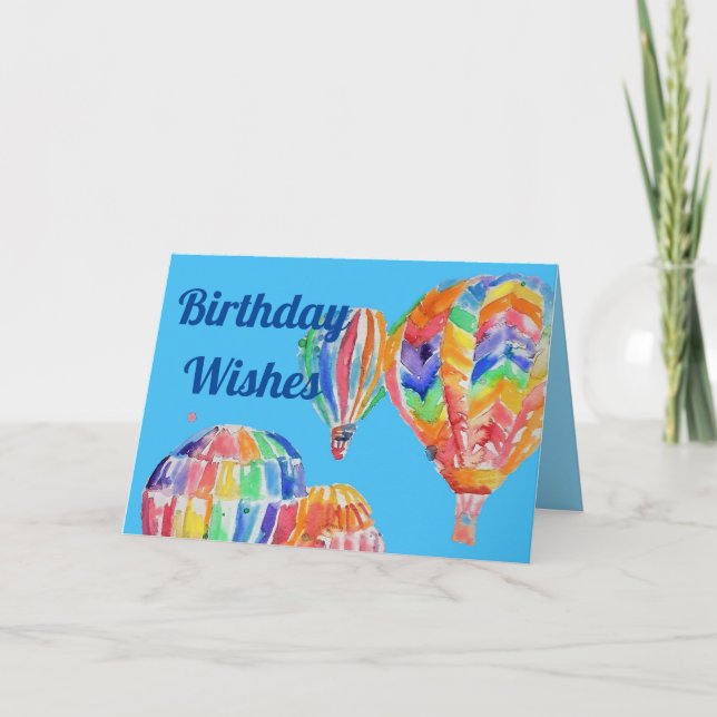 Balón de aire caliente acuarela niños arte Tarjeta (Anverso)