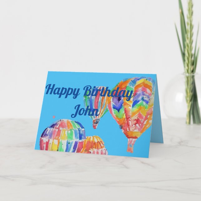 Balón de aire caliente acuarela niños arte Tarjeta (Anverso)