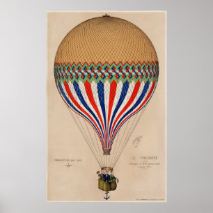 Balón de aire caliente poster arte vintage