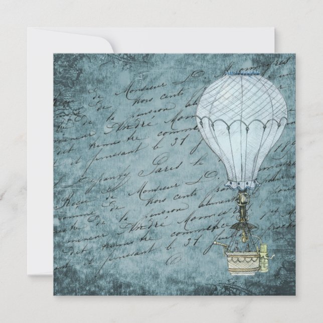 Balón de aire caliente Steampunk Escritura a mano  (Anverso)