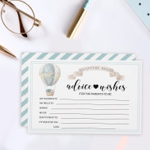 Balón de aire caliente tarjeta de consejos para be