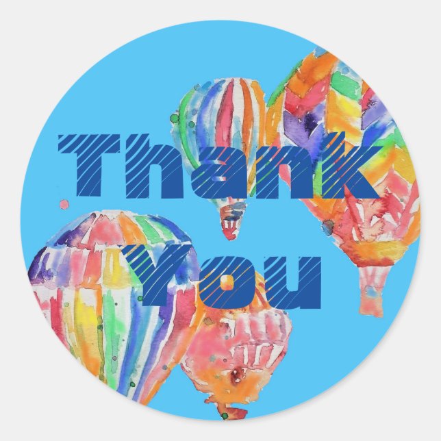 Balón de aire caliente Watercolor Boys Pegatina de (Anverso)