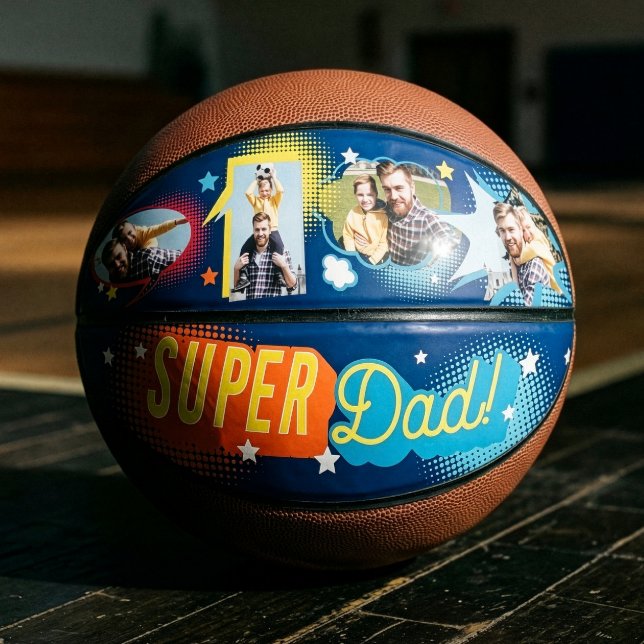 Balón De Baloncesto #1 El cómic de Super Dad Burbujas Personalizado cu (#1 Super Dad Comic Book Bubbles Custom Four Photos Basketball)