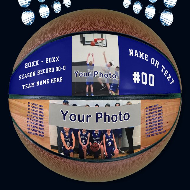 Balón De Baloncesto 2 FOTOGRAFÍA y baloncesto Personalizado personaliz (Two, Photo Basketball. Awesome, Gifts for Basketball Seniors. Senior night gifts basketball. Blue)
