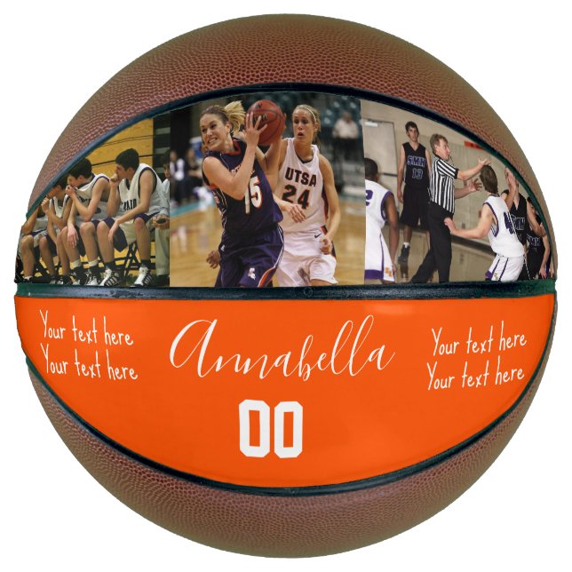 Balón De Baloncesto 3 Foto dos personalizados nombre del mensaje y núm (Anverso)
