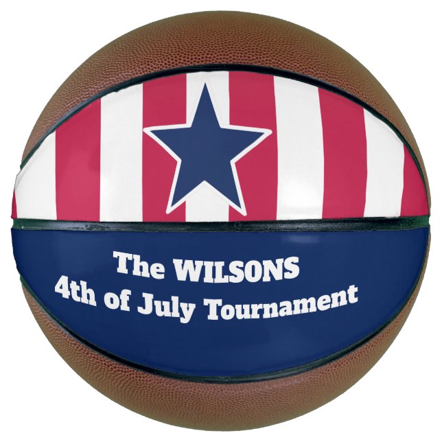 Balón De Baloncesto 4 de julio/Estrella y franjas personalizadas (Anverso)