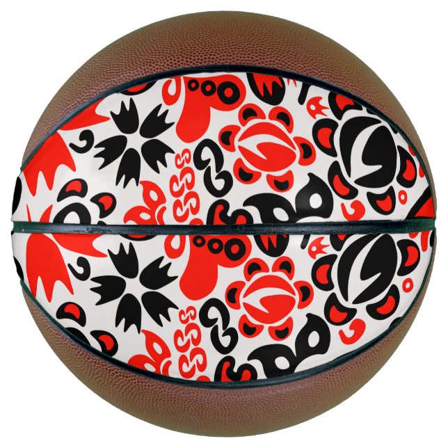 Balón De Baloncesto Abrupción del patrón floral del arte folklórico ét (Anverso)