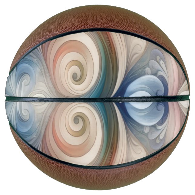 Balón De Baloncesto Acuarela Fantasía Pastel Floral Azul & Crema (Anverso)