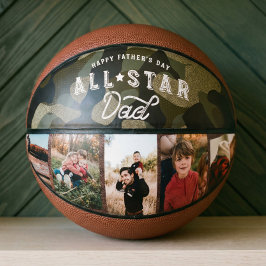 Balón De Baloncesto All-Star Dad Green Camouflage & Leather Photo