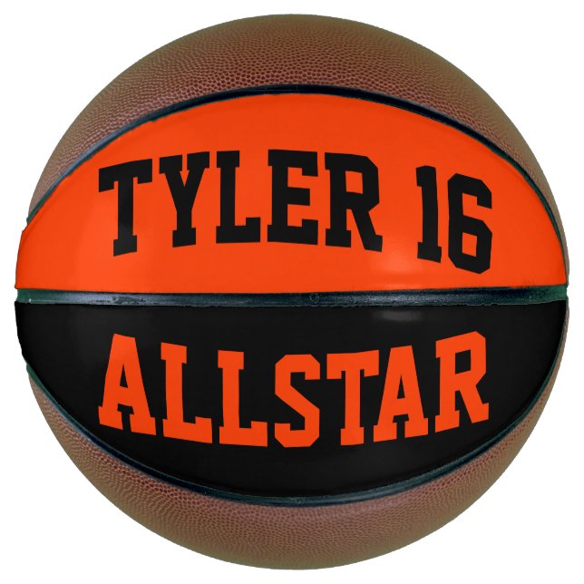 Balón De Baloncesto Allstar Black and Naranja Personalize (Anverso)