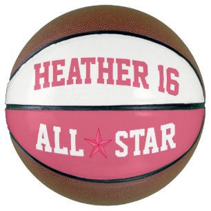 Balón De Baloncesto Allstar rosa y blanco