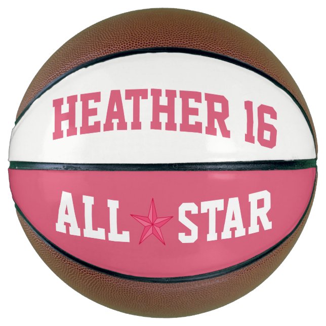 Balón De Baloncesto Allstar rosa y blanco (Anverso)