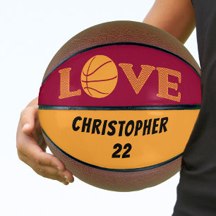 Balón De Baloncesto AMOR Marrón rojo y amarillo dorado personalizado