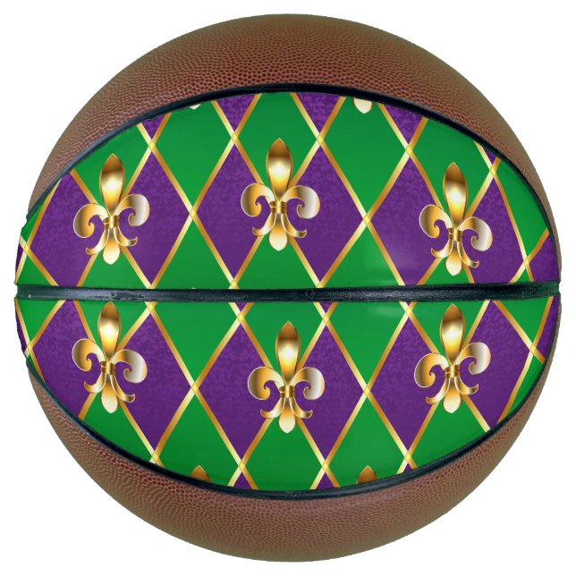 Balón De Baloncesto Antecedentes de joyas Mardi Gras (Anverso)
